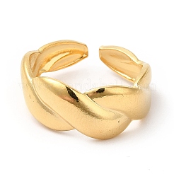 Bague ouverte en acier inoxydable 304 avec placage ionique (IP) en forme de corde torsadée pour femme&nbsp;RJEW-E063-06G