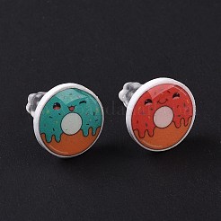 Aretes de comida de imitación acrílicos coloridos con alfileres de plástico&nbsp;EJEW-F293-02E