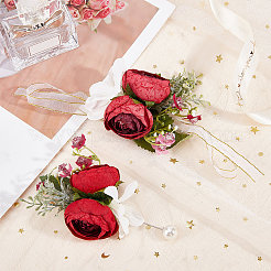 1 épingle à revers en tissu avec fleur de rose&nbsp;AJEW-CP0001-80B