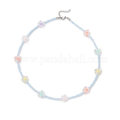 Collane di fiori con perline di semi in acrilico e vetro per donne&nbsp;NJEW-JN05291-03