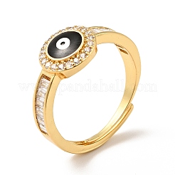 Verstellbarer Ring aus Emaille mit bösem Blick und klarem Zirkonia&nbsp;RJEW-I087-17G
