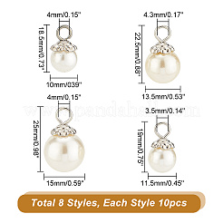80 pz 8 pendenti in plastica ABS con perle finte&nbsp;FIND-AR0004-15