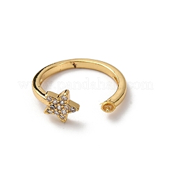 Stern Messing Micro Pave klare Zirkonia Manschette Cup Peg Ring Einstellungen&nbsp;KK-NH0007-10G