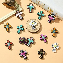 20 pièces 10 styles croix avec perles focales en silicone fleur&nbsp;SIL-CJ0002-38
