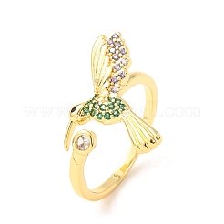 Anelli aperti con polsino in ottone micro pavé di zirconi cubici per donna&nbsp;RJEW-C168-01G