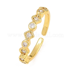 Manschettenringe aus Messing mit Mikropavé-Zirkonia für Damen&nbsp;RJEW-Z113-29G