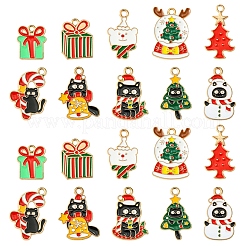 20 pendentif chaton de Noël en alliage émaillé&nbsp;ENAM-FS0002-14