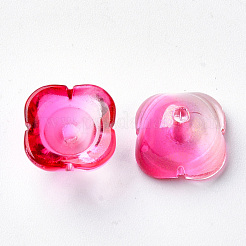 Cappucci di perle di vetro verniciato a spruzzo trasparente a 4 petalo&nbsp;GGLA-S054-009B-02