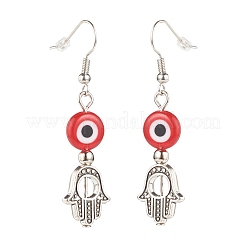 Aretes colgantes mal de ojo con mano de hamsa&nbsp;EJEW-JE05007