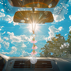 Ornamenti da appendere all'auto in vetro e resina con mughetto&nbsp;HJEW-DR00054