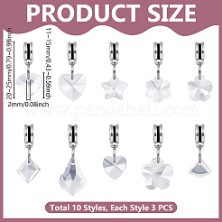 30 Stück 10 Stile Glas europäischen Baumeln Charms&nbsp;PALLOY-GA00046