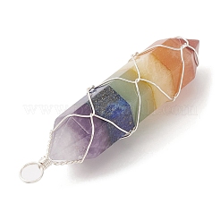 Colgantes puntiagudos de doble terminal con piedras preciosas de 7 chakra&nbsp;PALLOY-TA00057-01