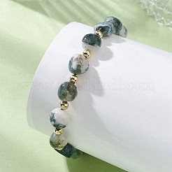 Geflochtene Armbänder aus natürlichem Baumachat und Edelstahlperlen (304)&nbsp;BJEW-JB13670