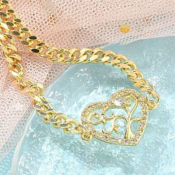 Micro ottone spianare Braccialetti di collegamento zirconi&nbsp;BJEW-S158-13G-B