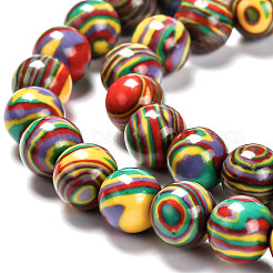 Chapelets de perles en malachite synthétique&nbsp;G-I199-32-8mm-M