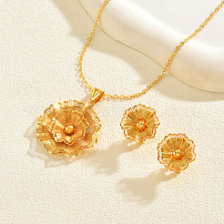 Vintage-Ohrstecker und Halsketten-Sets aus Messingblumen im Vintage-Stil für Damen&nbsp;ZA3749