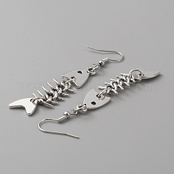 Pendientes colgantes largos de espina de pescado de aleación para mujer&nbsp;EJEW-WH0017-45A-P