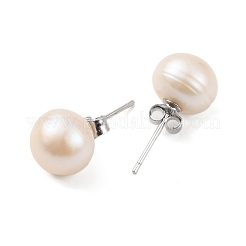 Aretes de perlas redondas naturales&nbsp;EJEW-E298-01F-02P
