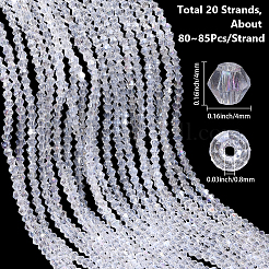 20 brins de perles de verre transparentes brins&nbsp;EGLA-PA0001-47D