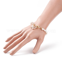Bracciale con ciondolo a farfalla in vetro con zirconi chiari&nbsp;BJEW-JB08640-04