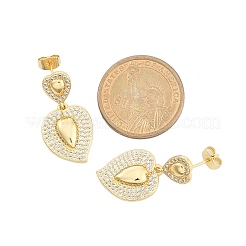 Orecchini pendenti in ottone micro pavé di zirconi cubici trasparenti per donna&nbsp;EJEW-F352-05G-02