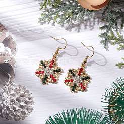 Weihnachts-Ohrhänger aus Legierung mit Strassen&nbsp;EJEW-JE06121-02