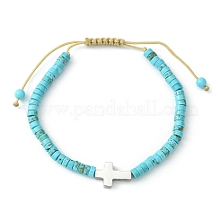 Set di 2 braccialetti con perline intrecciate di turchese sintetico e howlite naturale in 2 stili&nbsp;BJEW-JB09464-01