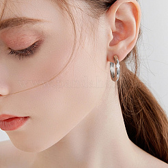Orecchino a cerchio da donna in ottone con micro pavé di zirconi cubici&nbsp;EJEW-WH0013-97P