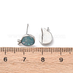 Orecchini a bottone in ottone smaltato a forma di pesce&nbsp;EJEW-I322-05P