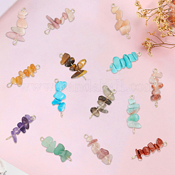 30 Stück 304 gemischte Edelstein-Chip-Perlen-Verbinder-Charms&nbsp;PALLOY-BM00004