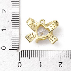 Placage de crémaillère en laiton micro pavé pendentifs en zircone cubique claire&nbsp;KK-H463-10G-01