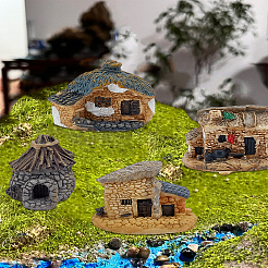 4 Stück 4 Stile Harz Miniatur Steinhäuser&nbsp;AJEW-LP0002-41