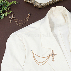 Spille da bavero con strass in lega incrociata&nbsp;JEWB-WH0051-057G