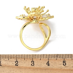 Manschettenringe aus Messing mit klarem Zirkonia für Damen&nbsp;RJEW-S621-01G