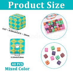 40 pièce de perles acryliques opaques imprimées&nbsp;MACR-PA0001-86