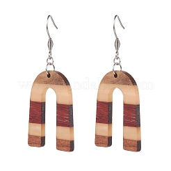 Ensembles de boucles d'oreilles pendantes en résine et bois de noyer&nbsp;EJEW-JE04514