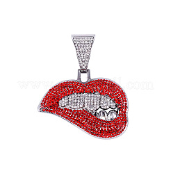 Colliers pour hommes en alliage de zinc avec pendentif lèvres orné de strass et chaîne cubaine&nbsp;FS-WG26C72-02