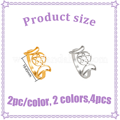4 pz 2 colori tripla luna 304 anelli in acciaio inox per le dita delle donne&nbsp;RJEW-GO0001-12