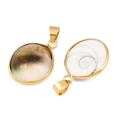 Pendentifs en coquillage naturel pavé de laiton&nbsp;KK-H002-01G