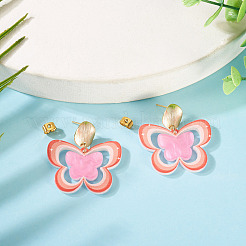 Pendientes colgantes de mariposa acrílica con impresión de latón&nbsp;EJEW-TA00671