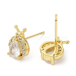 Pendientes de aro colgantes con forma de triángulo de abeja con revestimiento en rack y circonita cúbica&nbsp;EJEW-D061-27G
