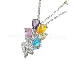 Collane con ciondolo a forma di fiore in zirconia cubica colorata in ottone&nbsp;FS-WG69036-02