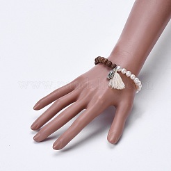 Braccialetti stretch con nappa in filo di cotone&nbsp;BJEW-JB04110