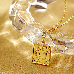 Collana con ciondolo quadrato in acciaio inossidabile 304&nbsp;LS-CP3503-1