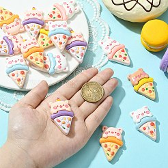 30 Stück 5 Stile undurchsichtige Pizza-Cabochons aus Kunstharzimitat&nbsp;RESI-CJ0003-67