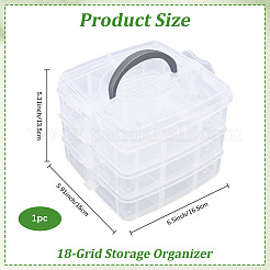 1 lot de 3 boîtes de rangement à 18 compartiments avec poignées en plastique transparent&nbsp;CON-DJ0001-26
