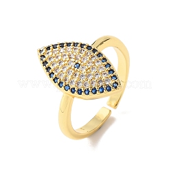 Anillos abiertos de latón con micropavé de circonitas cúbicas para mujer&nbsp;RJEW-K264-09B-G