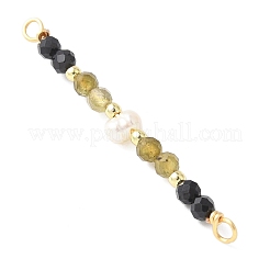 Ciondoli con perline di labradorite naturale sfaccettata rotonda e spinello nero e perle d'acqua dolce coltivate naturali di patata&nbsp;PALLOY-JF03531-07