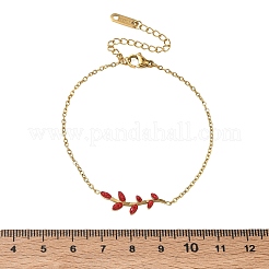 Bracciali a maglie a foglia in acciaio inossidabile 304 con strass&nbsp;SA-CBA5F76-03G
