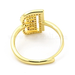 Bague réglable avec lettre initiale en émail de couleurs mélangées et zircons cubiques transparents&nbsp;RJEW-P045-01G-B